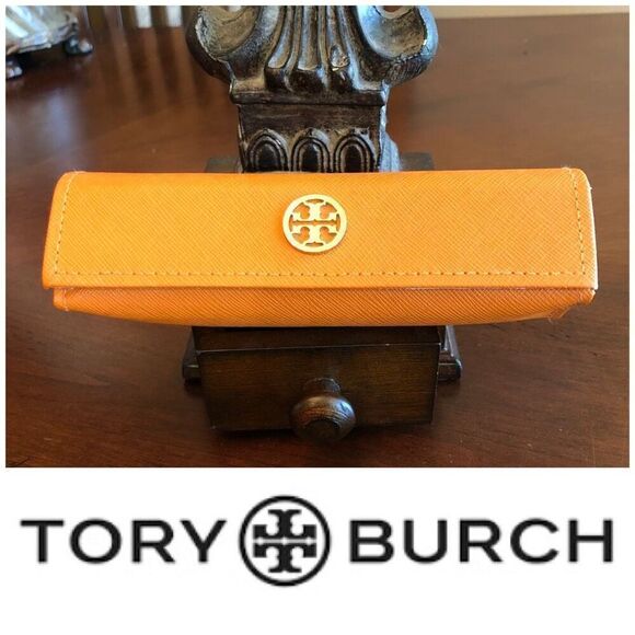 TORY BURCH - Leather Eyeglass Case in Orange. LIKE NEW! - Picture 1 of 12